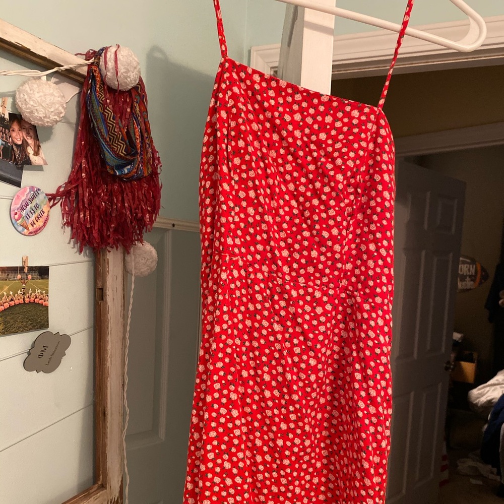 Red floral sun dress
